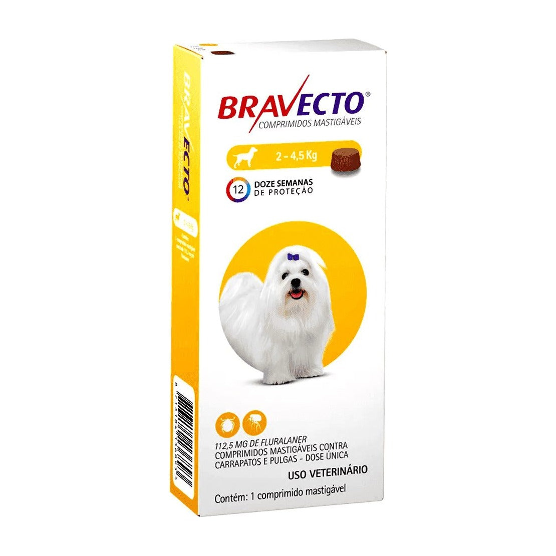 Bravecto antiparasitario para perros de 2 a 4,5 kg, envase