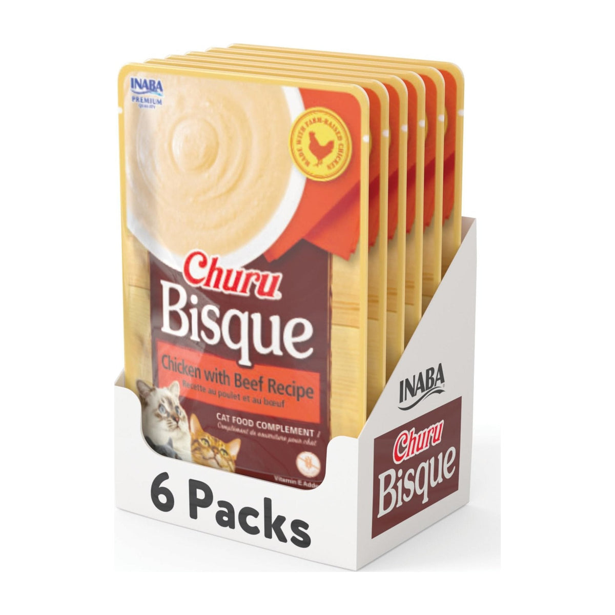 Churu Bisque pollo con carne pack 6 sobres snack cremoso para gato empaque