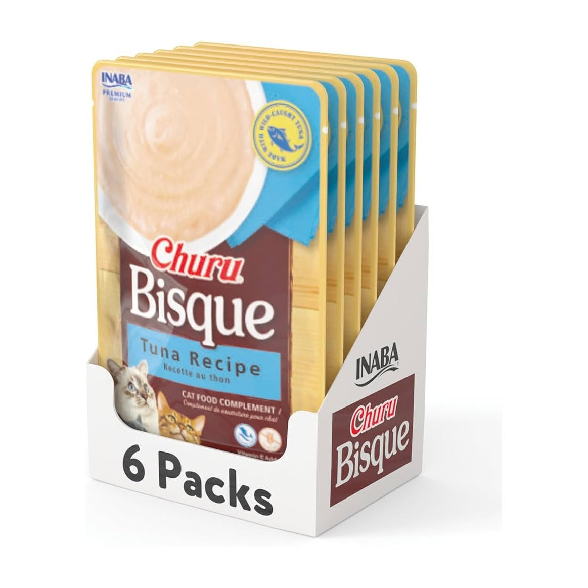 Churu Bisque atún pack 6 sobres snack cremoso para gato empaque