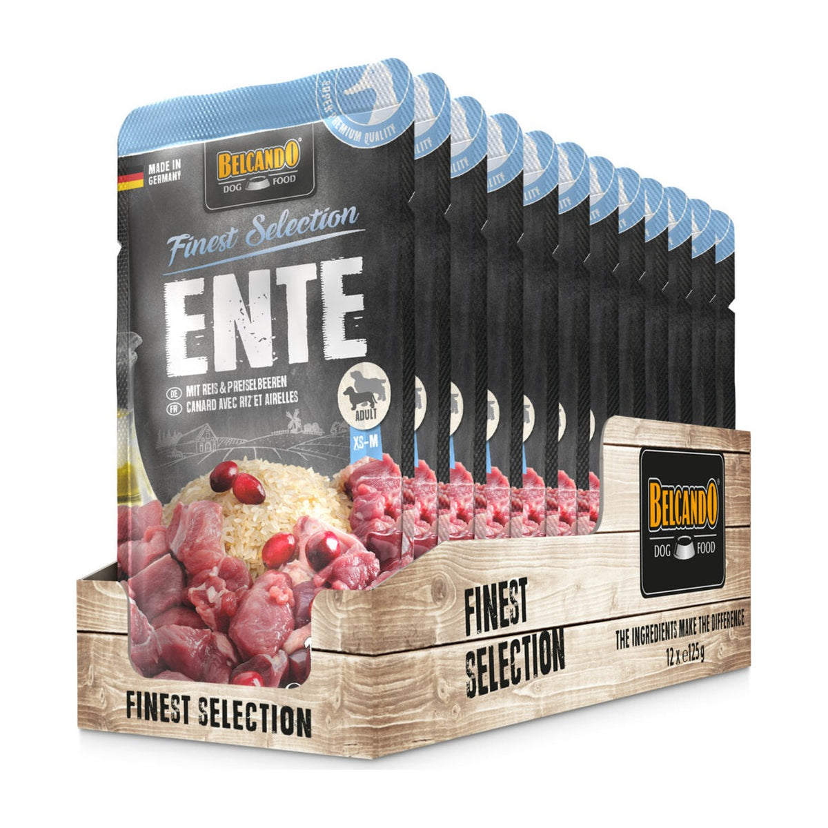 Belcando Finest Selection pato con arroz y arándano display 12 unidades alimento húmedo perro