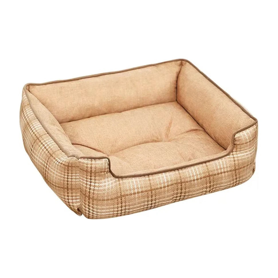 Wonder Dog cama rectangular chenille perros y gatos beige vista frontal