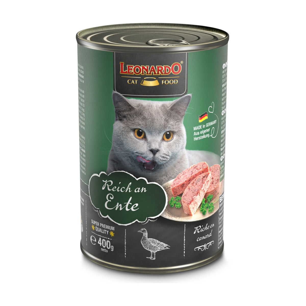 Leonardo gato Quality Selection pato lata 400 grs alimento húmedo vista frontal