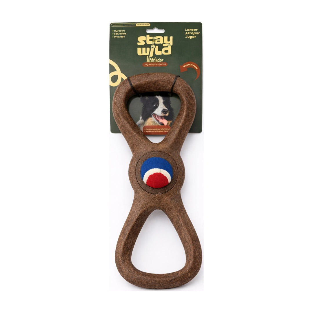 Stay Wild juguete mordedor perro infinito con pelota fibra bambú y goma 36 cm vista frontal