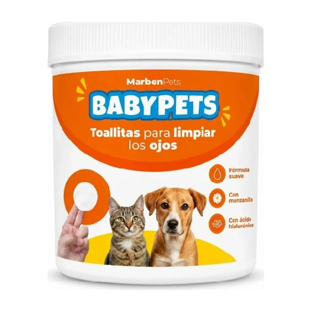 Baby Pets toallitas húmedas limpieza de ojos perros y gatos 100 unidades envase