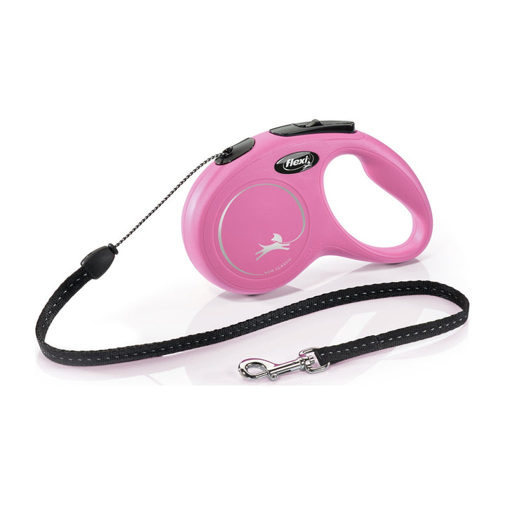Flexi New Classic Correa S Perros Hasta 12 Kgs. Cordón 5 Mts., color rosado
