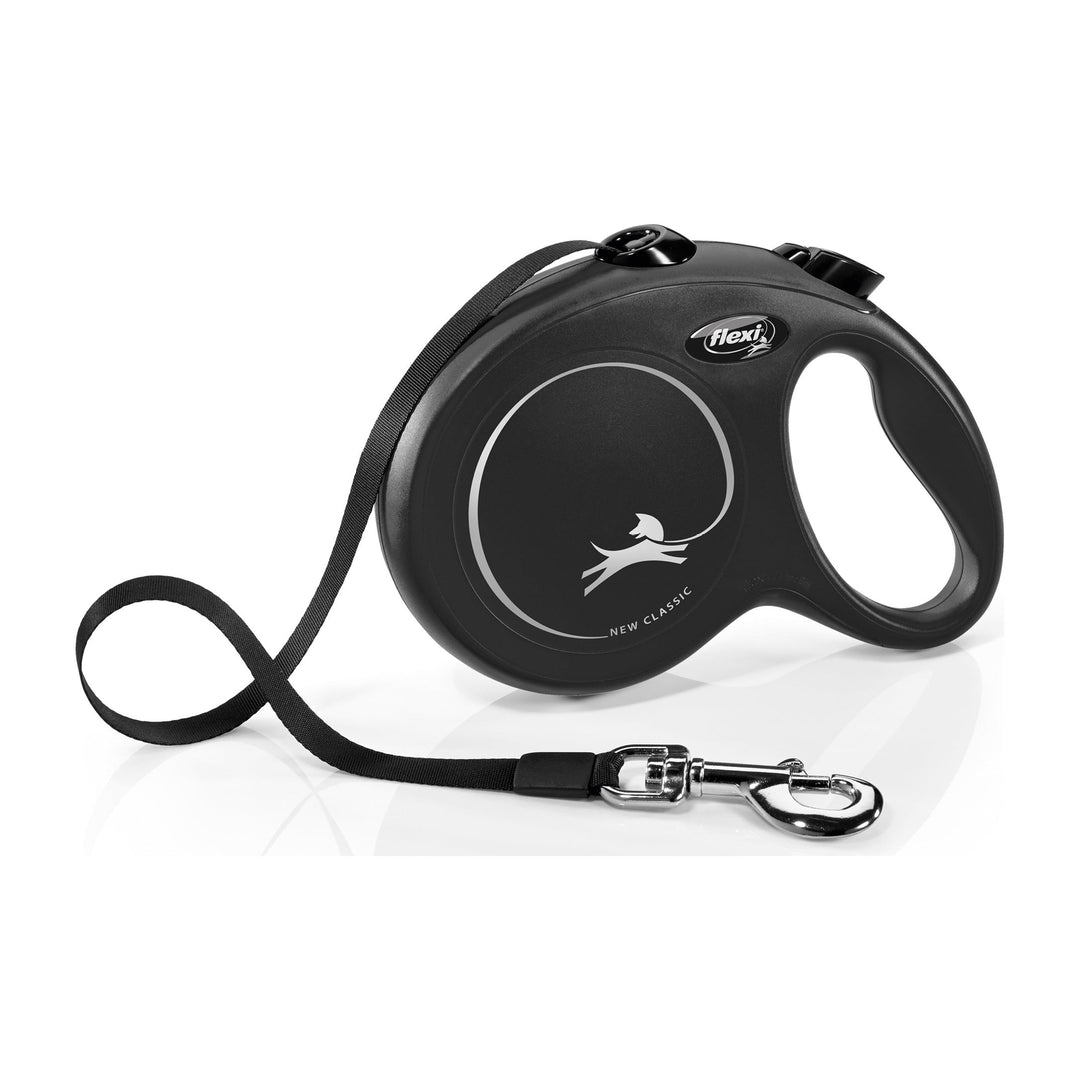 Flexi New Classic Correa L Perros Hasta 50 Kgs. Cinta 5 Mts., color negro
