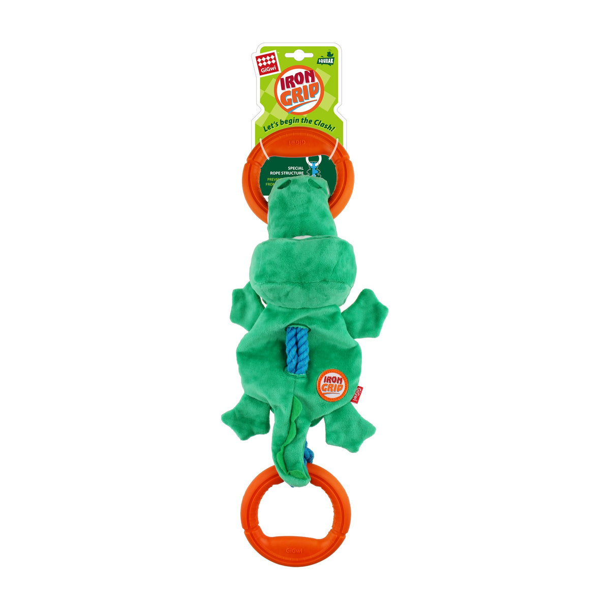 Gigwi Iron Grip Special Rope Cocodrilo en su empaque