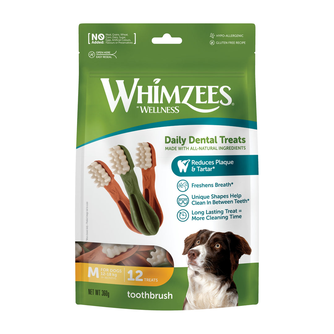 Bolsa de Whimzees Toothbrush talla M de 12 unidades, vista de frente
