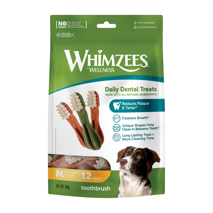 Bolsa de Whimzees Toothbrush talla M de 12 unidades, vista de frente
