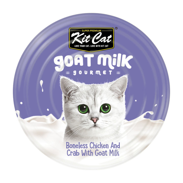 Kit Cat Goat Milk Gourmet pollo y cangrejo lata 70 g vista superior