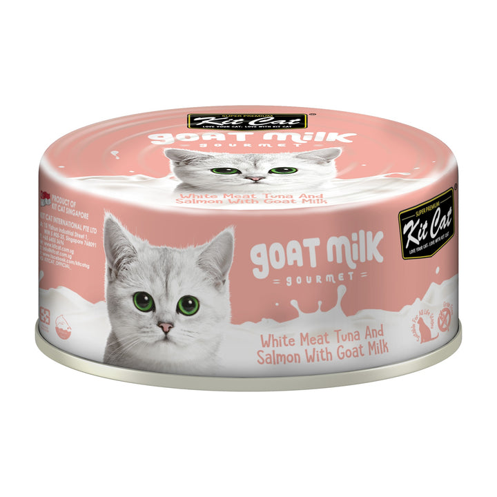 Kit Cat Goat Milk Gourmet atún y salmón lata 70 g vista frontal