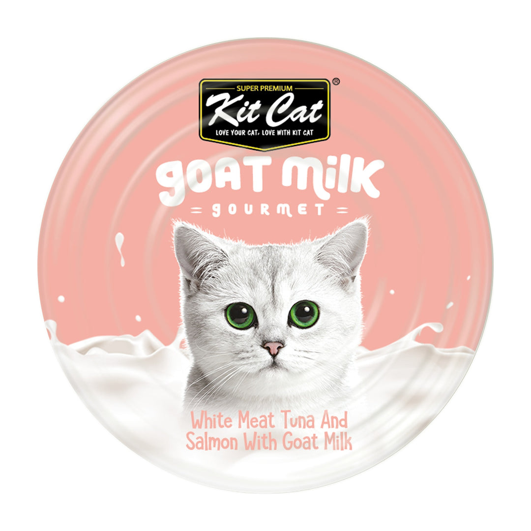 Kit Cat Goat Milk Gourmet atún y salmón lata 70 g vista superior