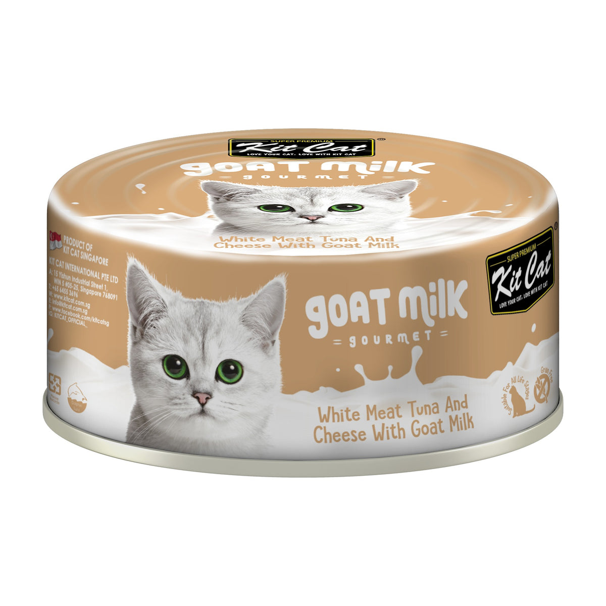 Kit Cat Goat Milk Gourmet atún y queso lata 70 g vista frontal