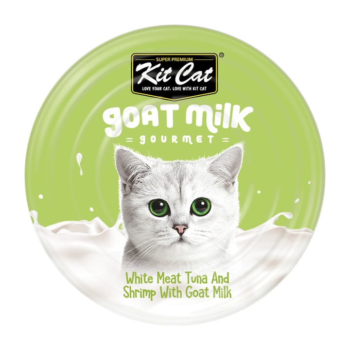 Kit Cat Goat Milk Gourmet atún y camarón lata 70 g vista superior