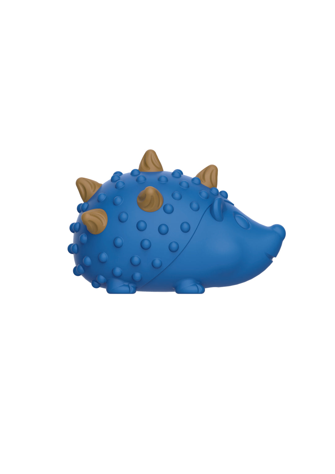 Dental Treat Erizo 2 en 1 sabor pollo, el juguete azul con los snacks puestos