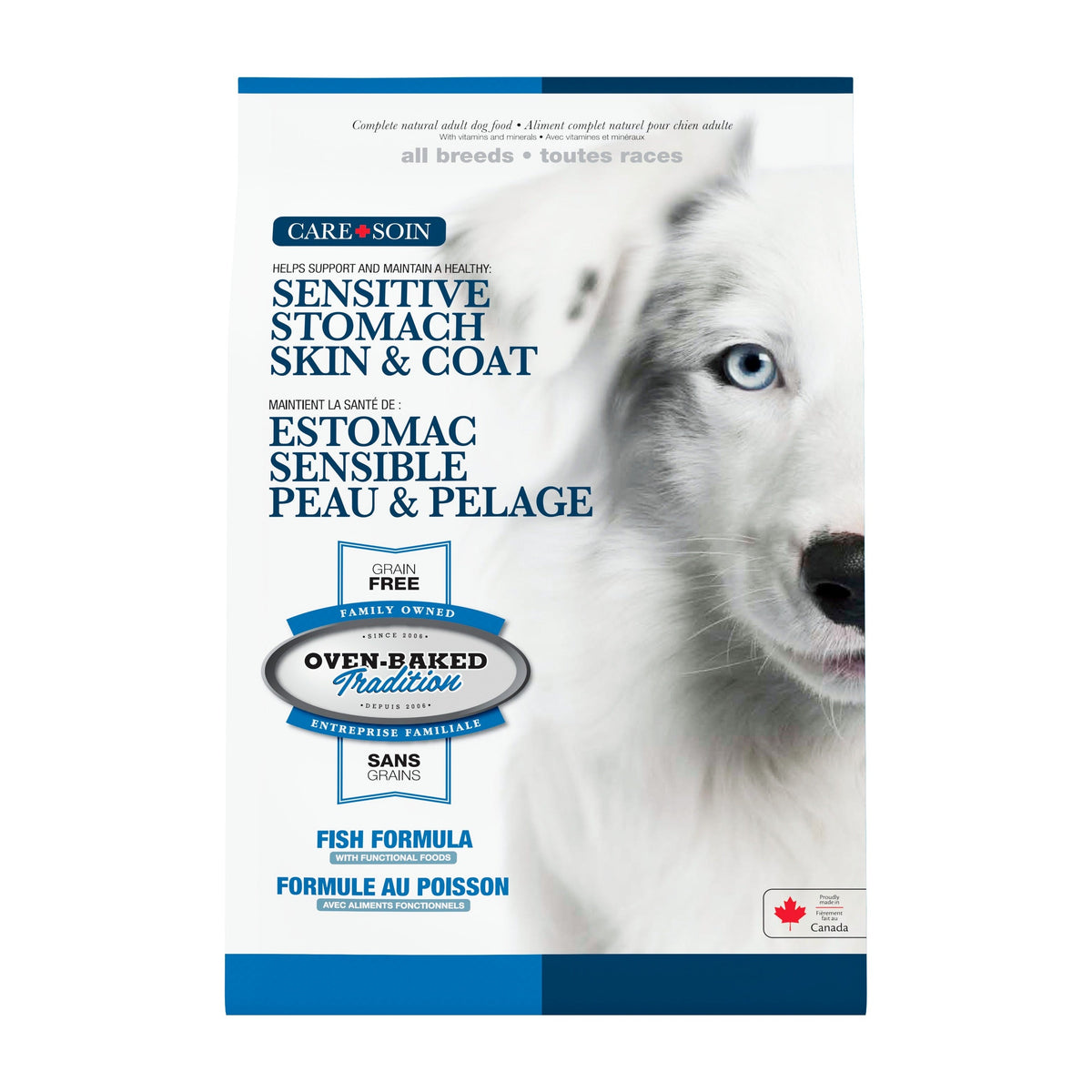 Oven Baked Tradition CARE perro adulto sensitive stomach 9.07 Kg empaque frontal