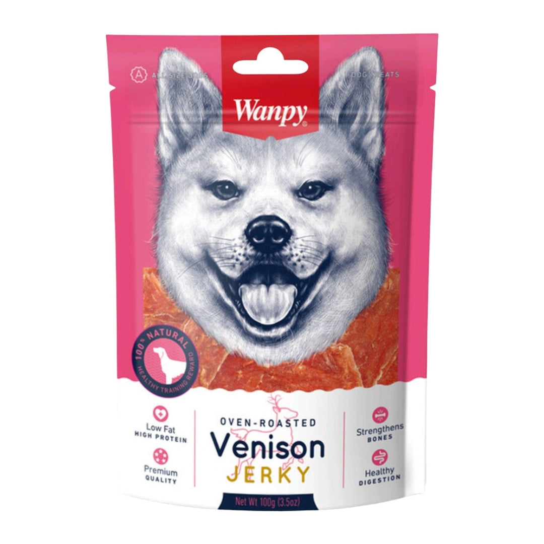 Wanpy Venison Jerky venado 100 g snack para perros empaque