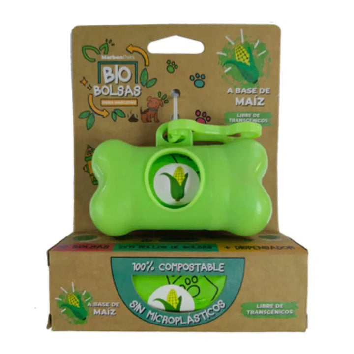 Marbenpets Bio Bolsas 100% compostables para perros con dispensador empaque