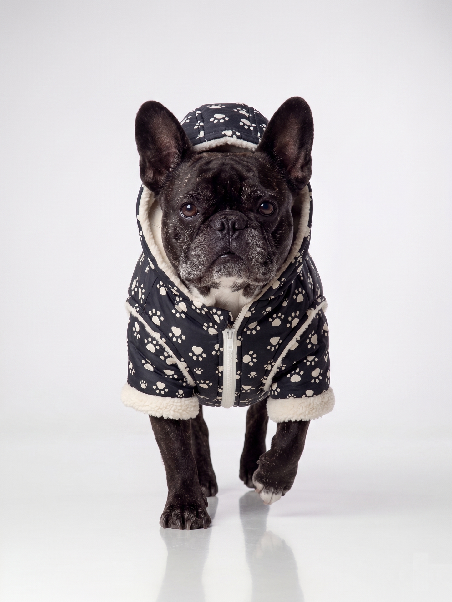 Parka Impermeable con Chiporro y Gorro Negra Perros y Gatos