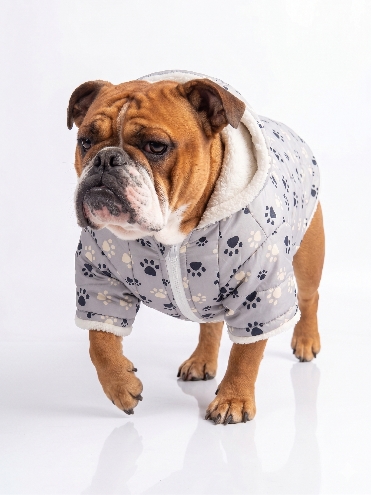 Parka Impermeable con Chiporro y Gorro Gris Perros y Gatos
