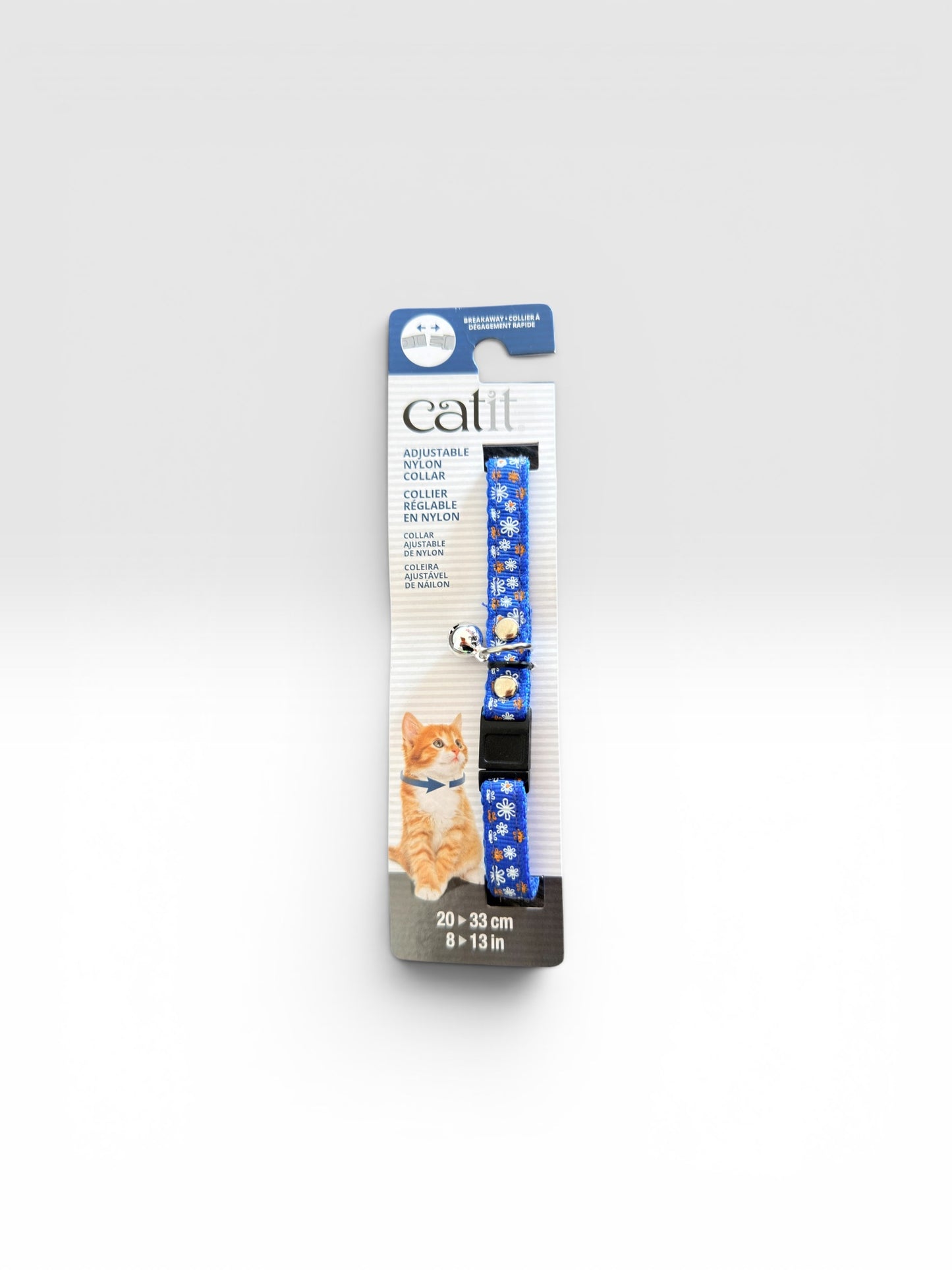Catit Collar Gato Breakaway Ajustable 20 a 33 cms Azul Flores