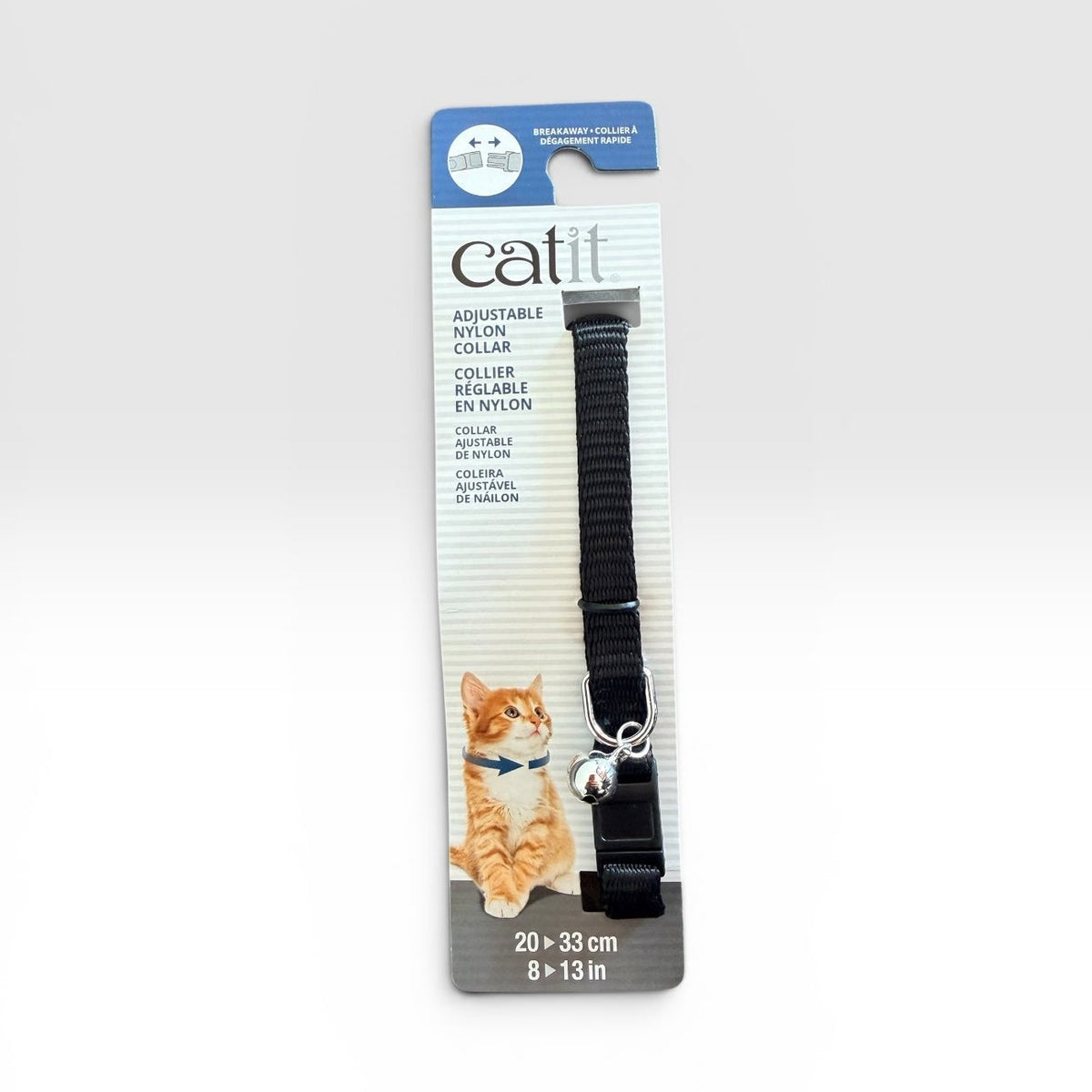 Catit collar gato breakaway ajustable 20-33 cm negro vista frontal