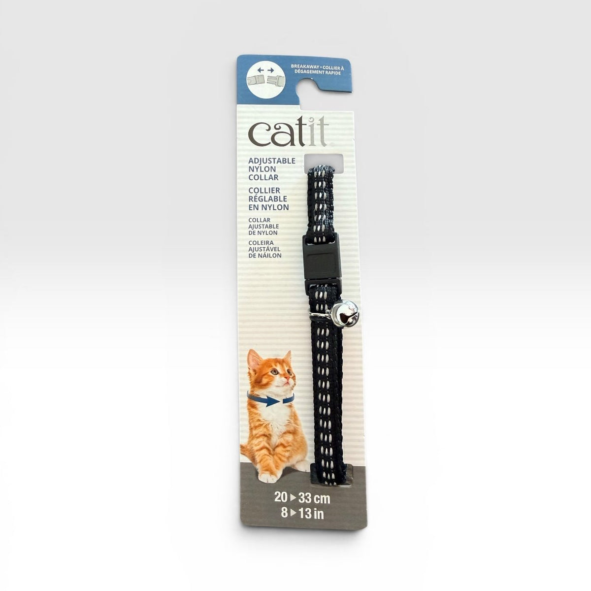 Catit collar gato breakaway ajustable 20-33 cm negro reflectante vista frontal