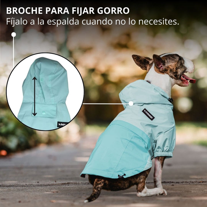 Pet Lounge cortaviento Hydrolite celeste perro usando producto