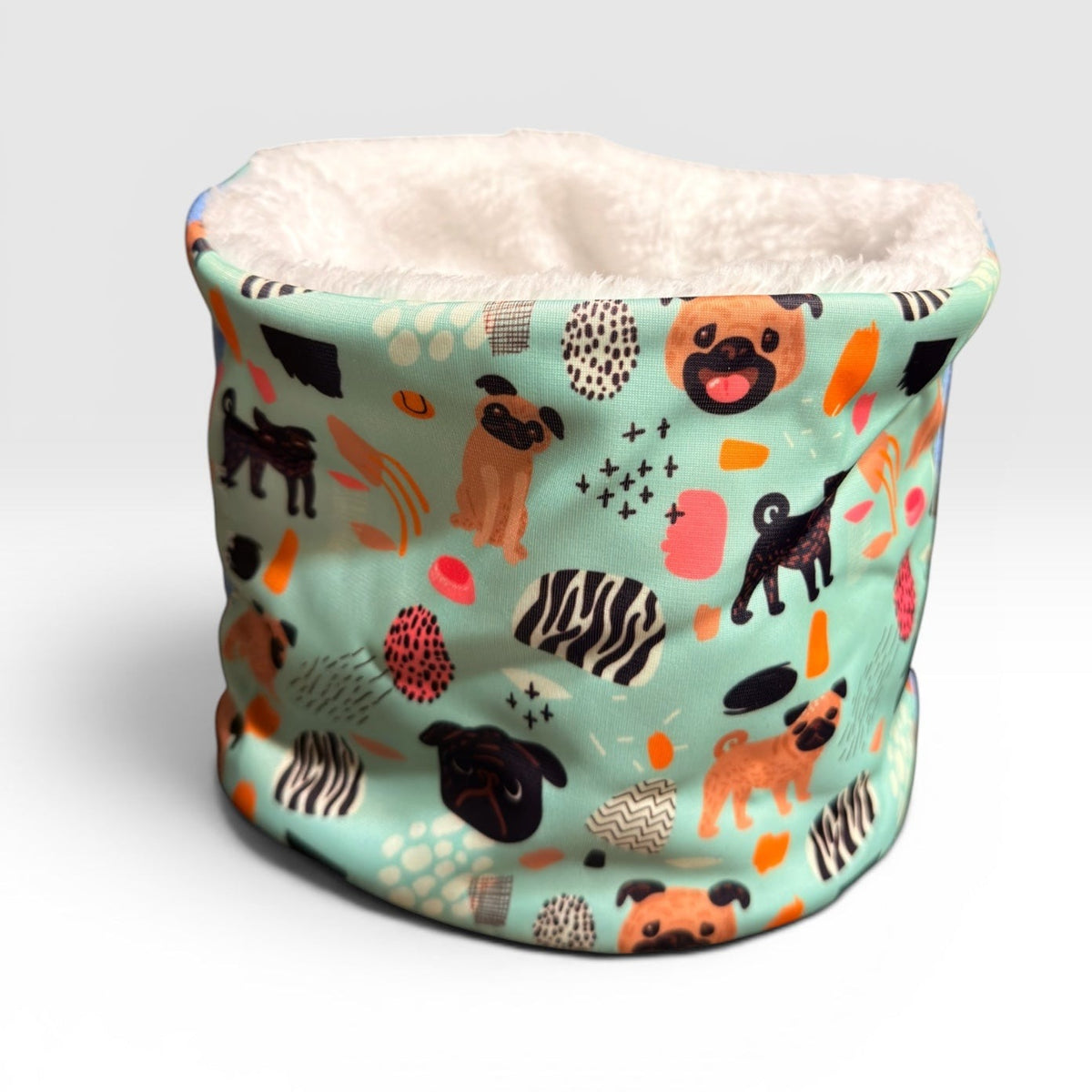 By Simona cuello interior corderito diseño perritos para perro vista frontal