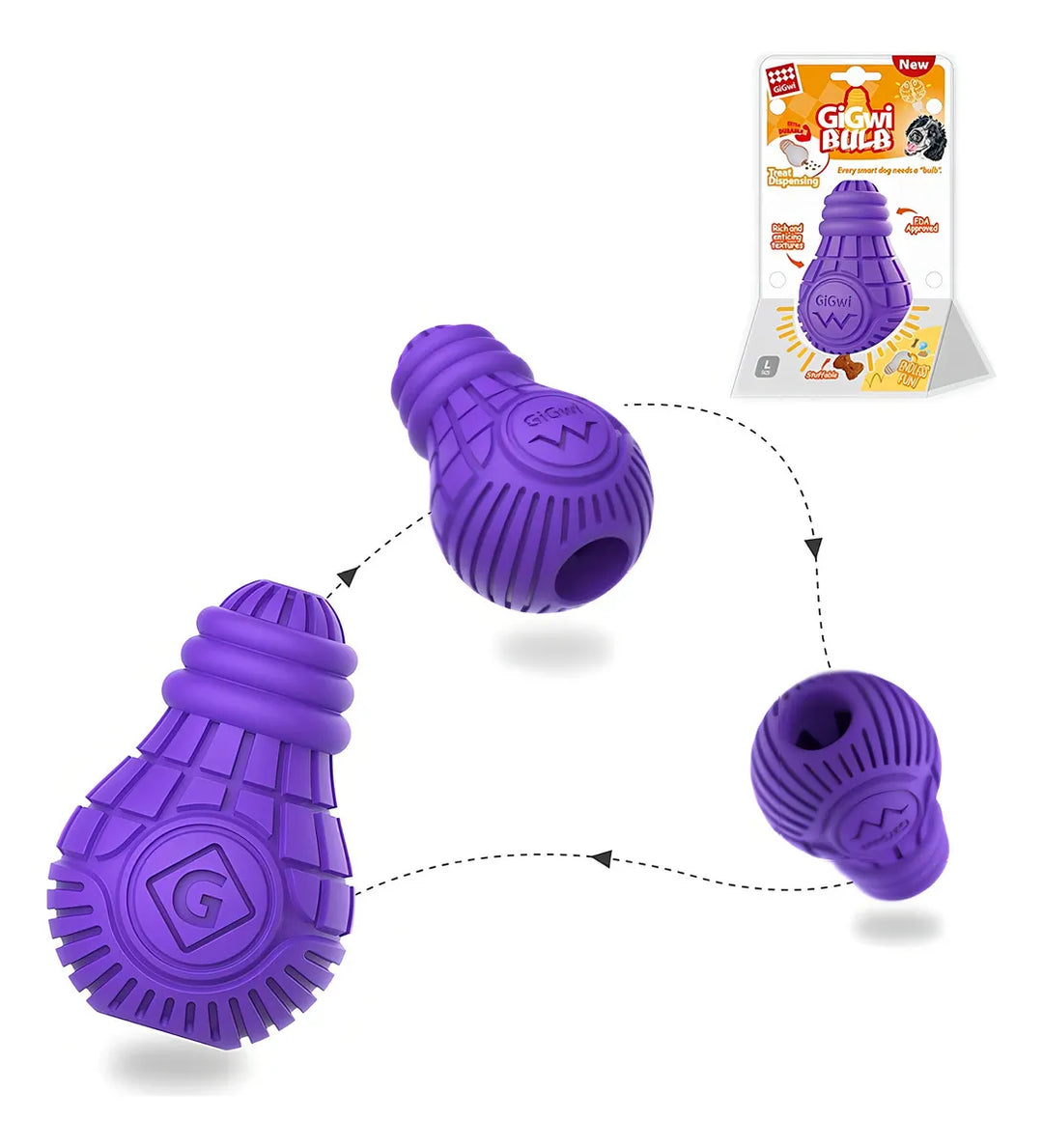 Gigwi Bulb dispensador snacks para perros L detalle apertura