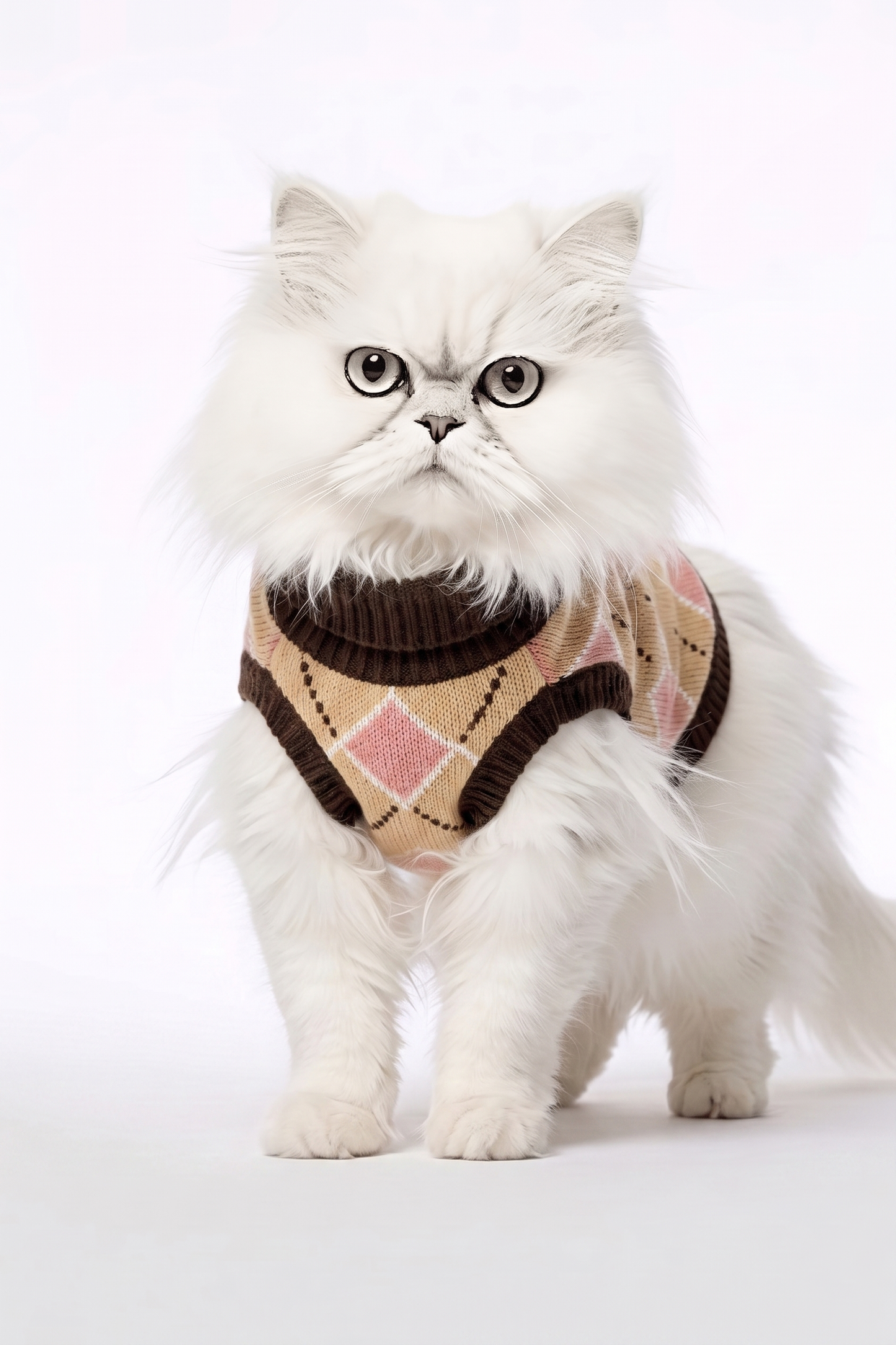 Chaleco tipo Beatle con Rombos Café Oscuro Perros y Gatos