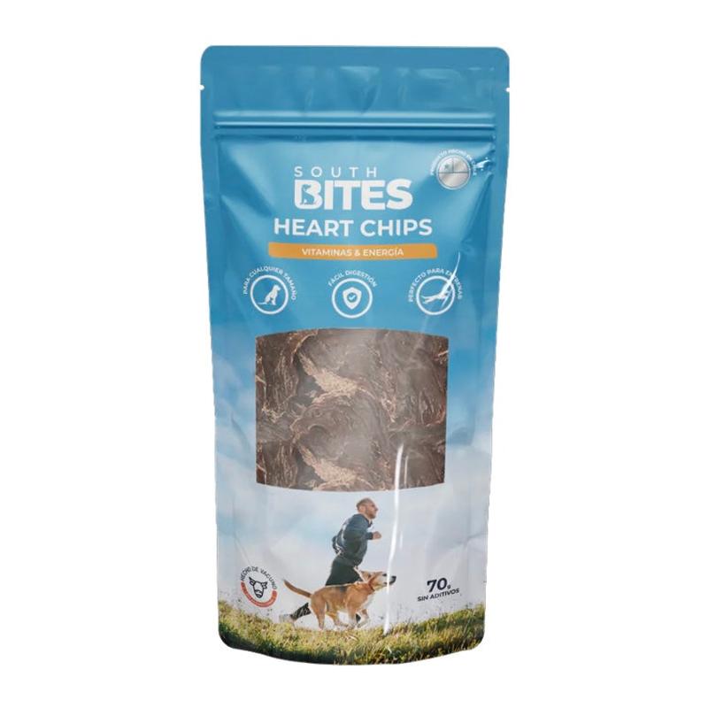 South Bites snack perro Heart Chips 70 grs empaque vista frontal