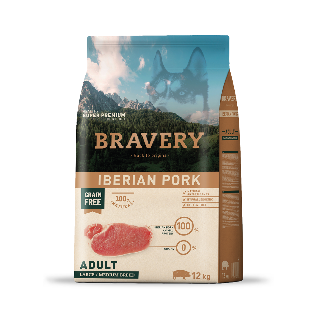 Bravery Iberian Pork Perro Adulto Grain Free Razas Medianas y Grandes 12 Kg