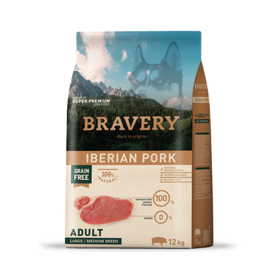 Bravery Iberian Pork Perro Adulto Grain Free Razas Medianas y Grandes 12 Kg