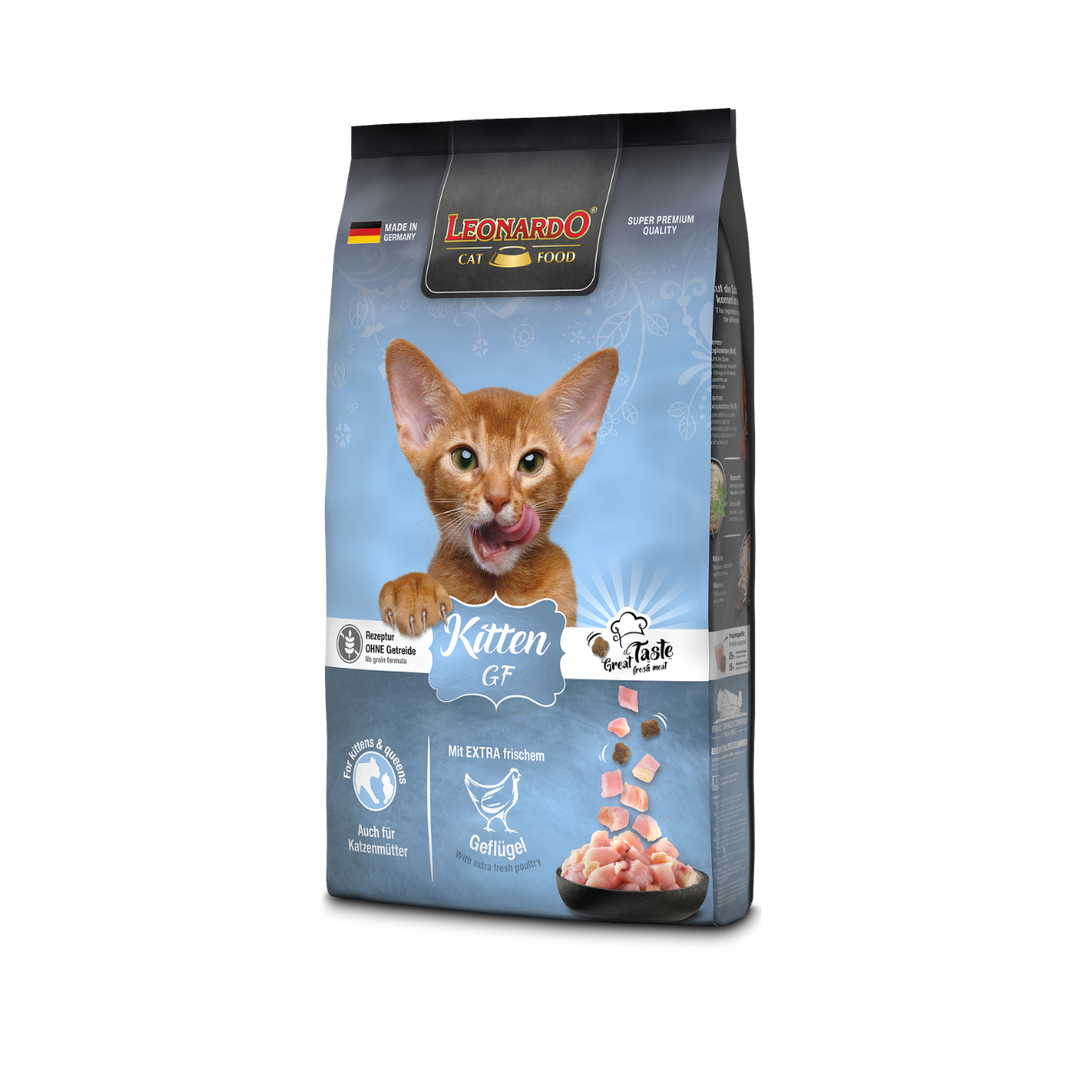 Leonardo Kitten GF libre de granos 7.5 kg alimento seco para gatitos empaque lateral