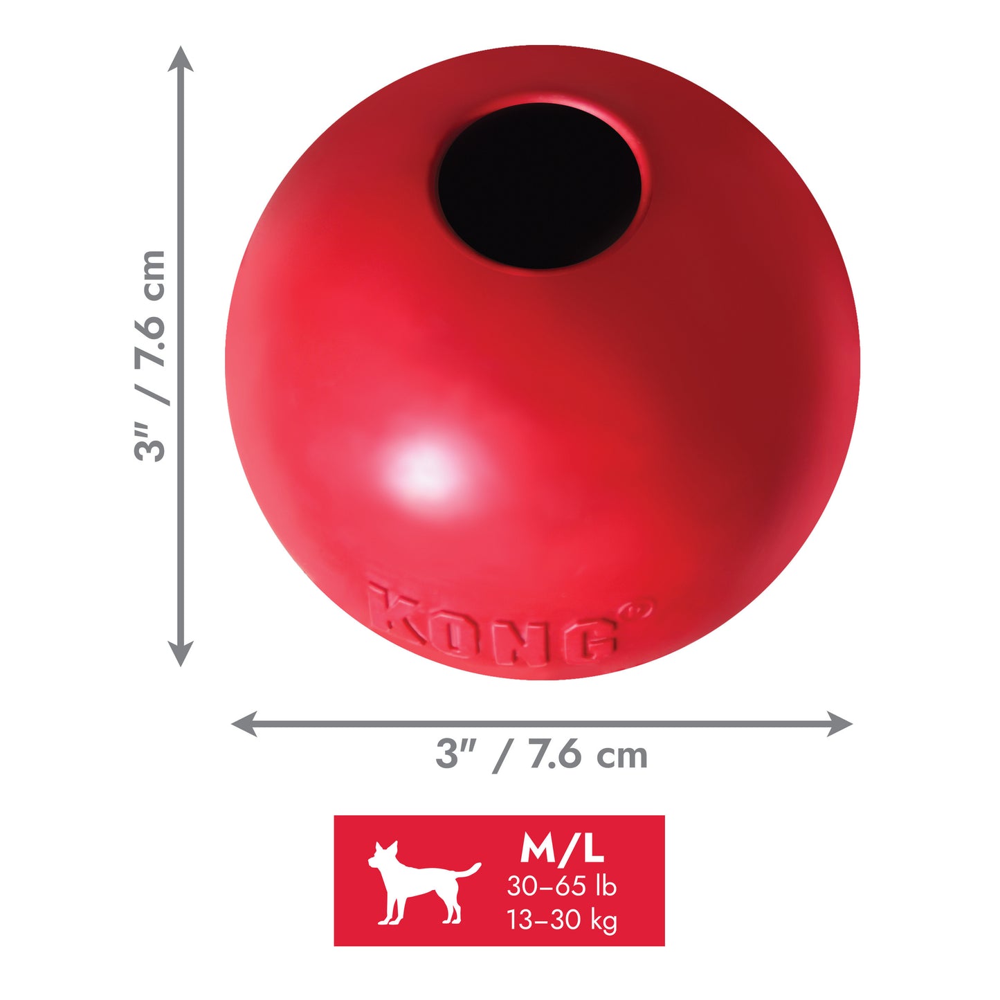 KONG Ball Medium/Large (M/L) para Perros – Pelota de Caucho Natural Resistente