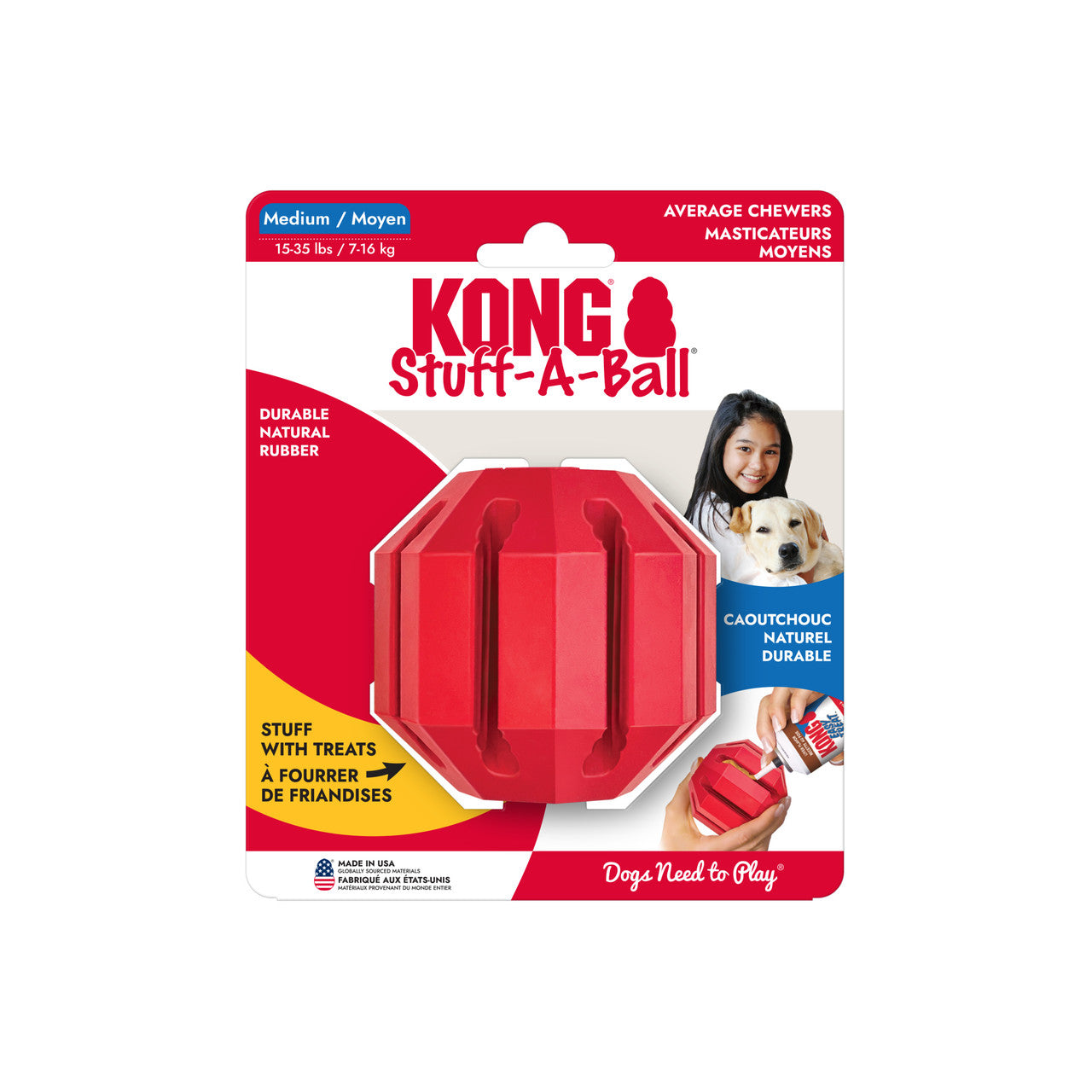 KONG Stuff-A-Ball Medium (M) para Perros – Pelota Dispensadora de Premios