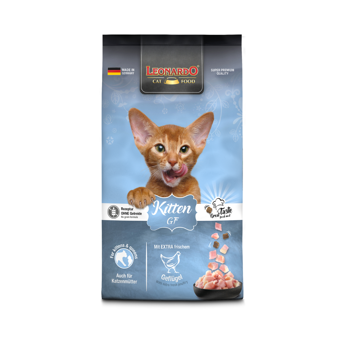 Leonardo Kitten GF libre de granos 7.5 kg alimento seco para gatitos vista frontal