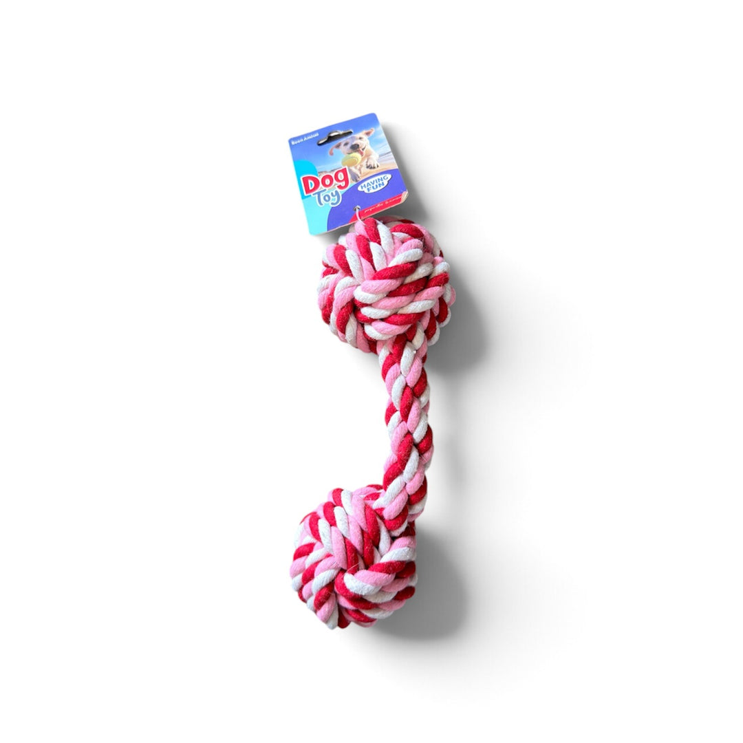 Buen Amigo Juguete Mordedor de Cuerda Mancuerna 20 cms para Perros - Rojo/Rosado