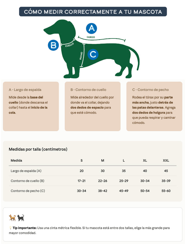 Guía de tallas ropa para perros y gatos tabla medidas