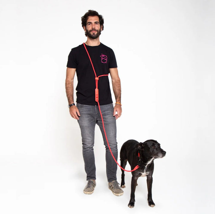 Zee Dog Neon Coral Correa Handsfree para perros - Vista lateral