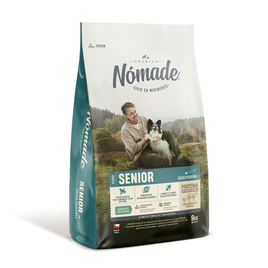 Nomade Senior razas pequeñas 9 Kg alimento para perros vista frontal