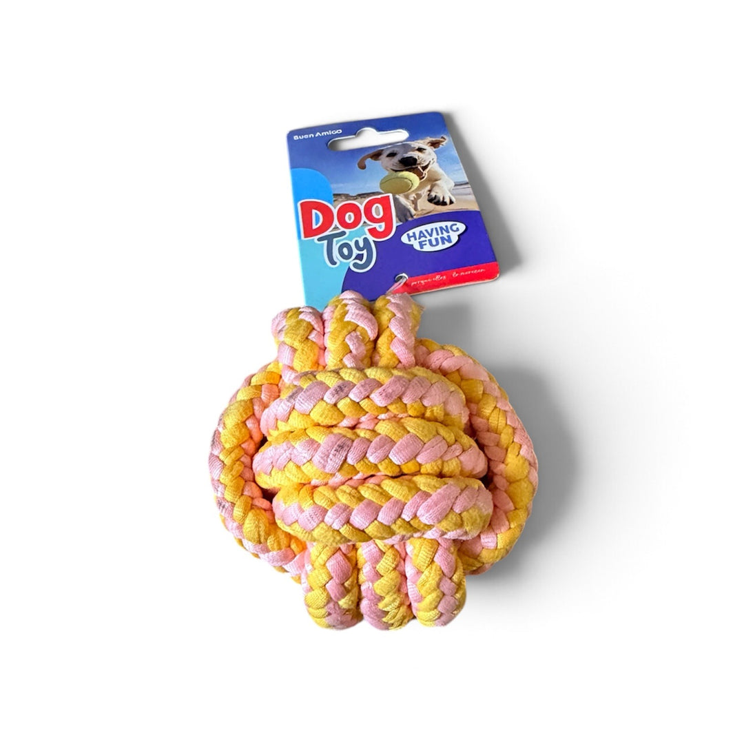 Buen Amigo Juguete de Cuerda Pelota 8 cms para Perros - Amarillo/Rosado
