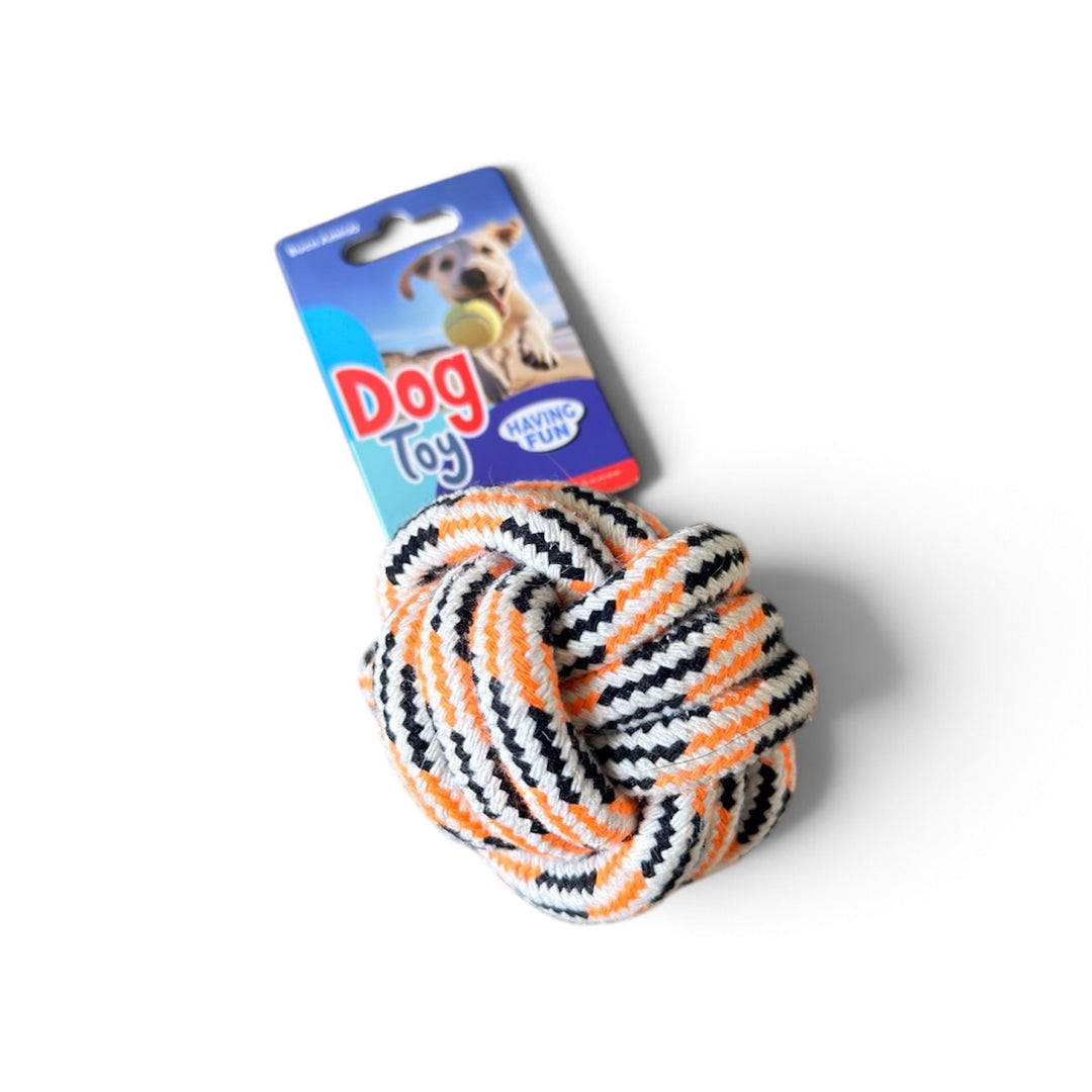 Buen Amigo Juguete de Cuerda Pelota 8 cms para Perros - Naranjo/Negro