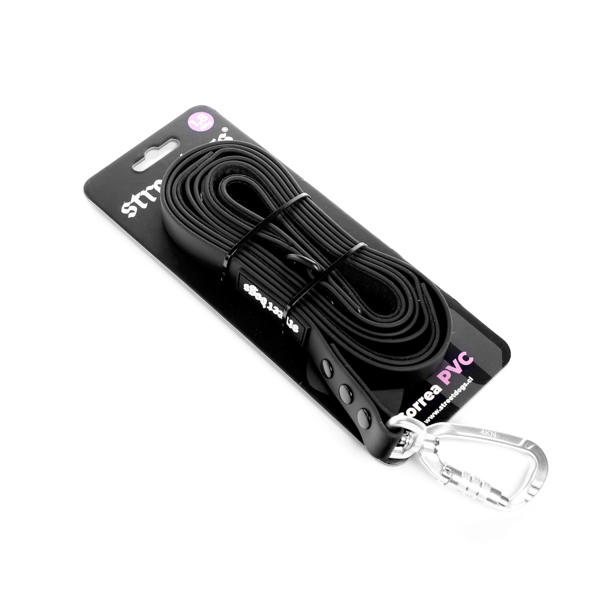 Street Dogs Correa Perro PVC Impermeable Negra, largo 1,8 metros