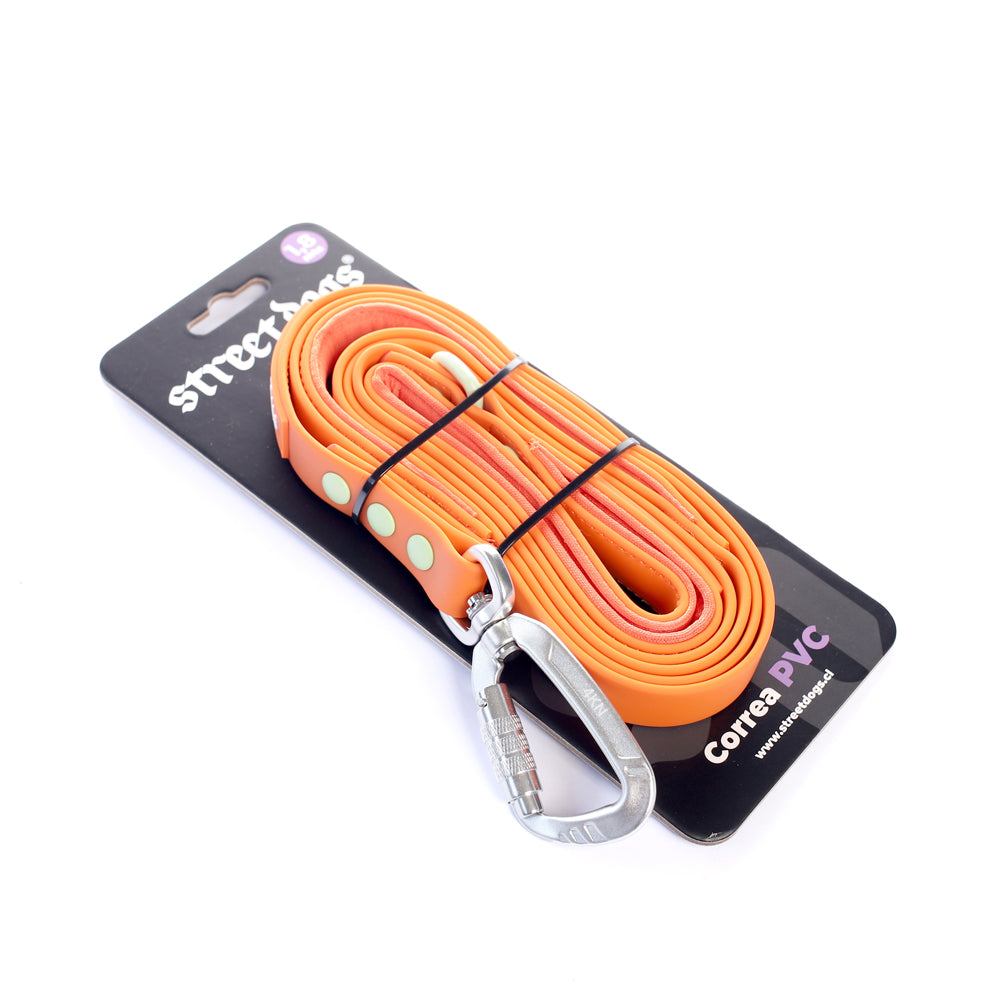 Street Dogs Correa Perro PVC Impermeable Naranja, largo 1,8 metros