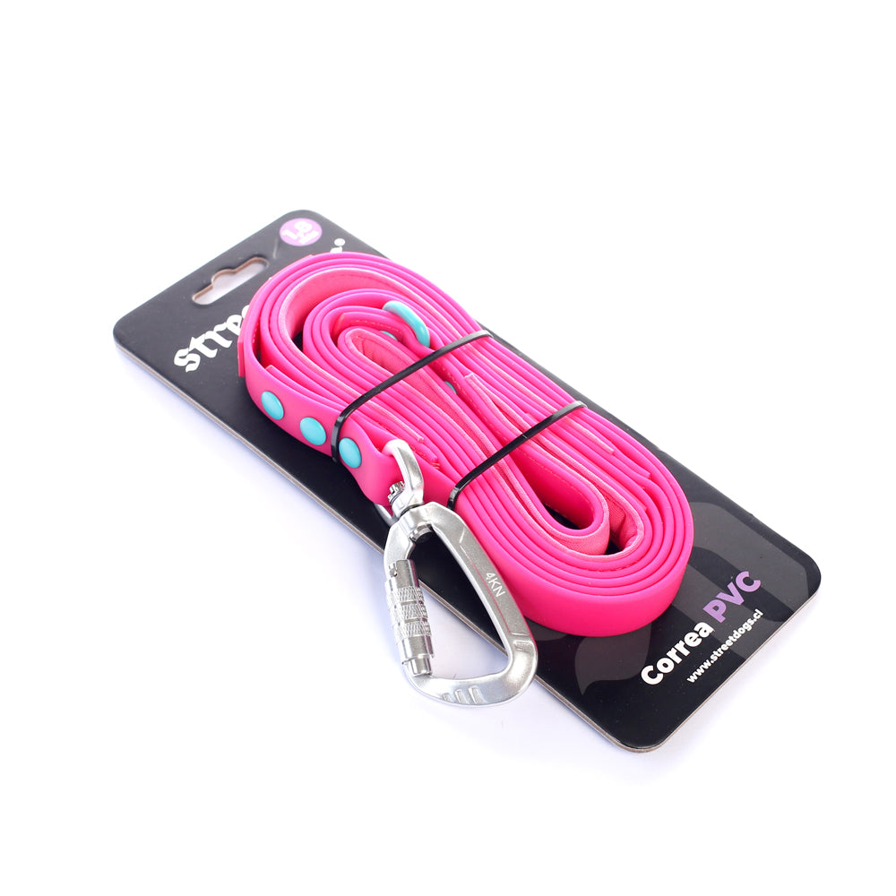 Street Dogs Correa Perro PVC Impermeable Rosada, largo 1,8 metros