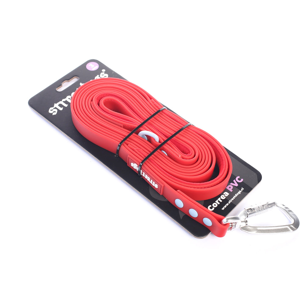 Street Dogs Correa Perro PVC Impermeable Roja, largo 3 metros