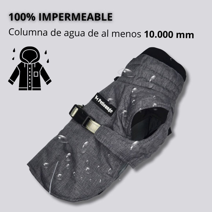 Pet Lounge parka Dry and Comfy gris para perros y gatos detalle cuello