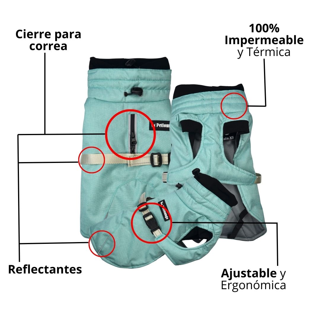 Pet Lounge Parka Dry and Comfy Perros y Gatos Celeste Menta